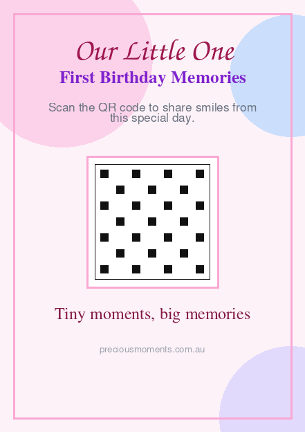 Pastel First Birthday QR code template