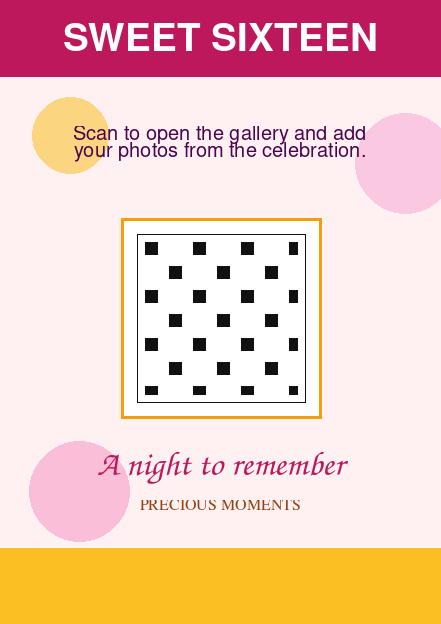 Sweet Sixteen Sparkle QR code template