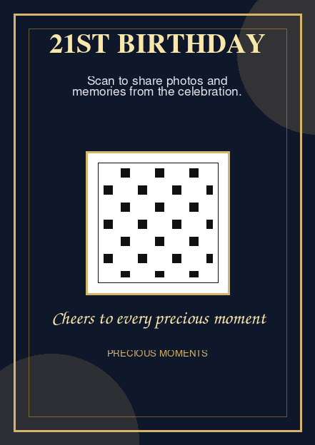 21st Birthday Gold QR code template